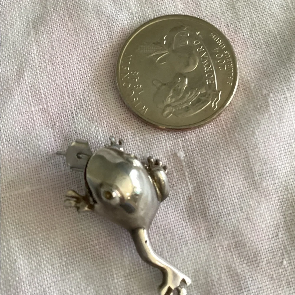 Sterling Silver Frog Lapel Pin/Earring - Picture 3 of 3